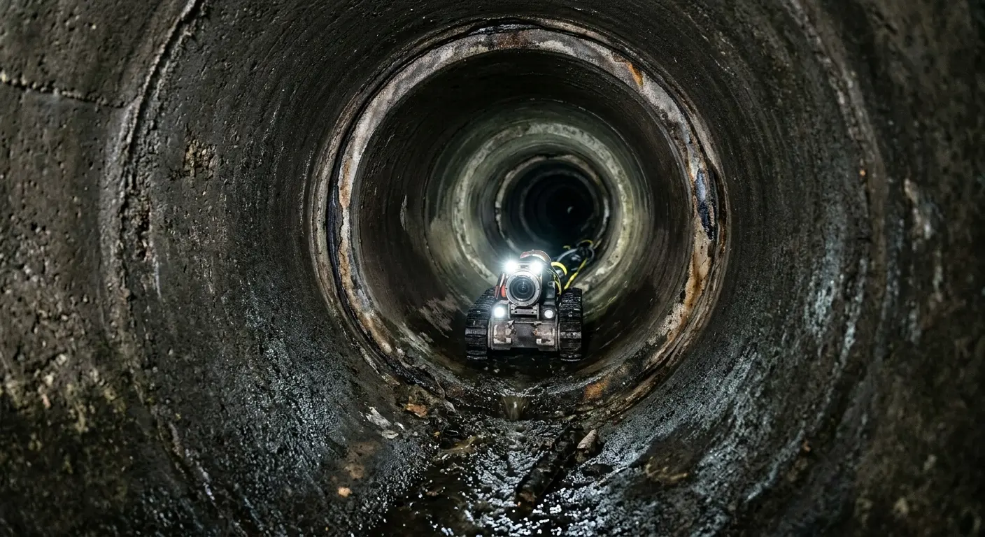 Robotic sewer camera inspecting pipe interior for Drain Snake Service in Inkster
